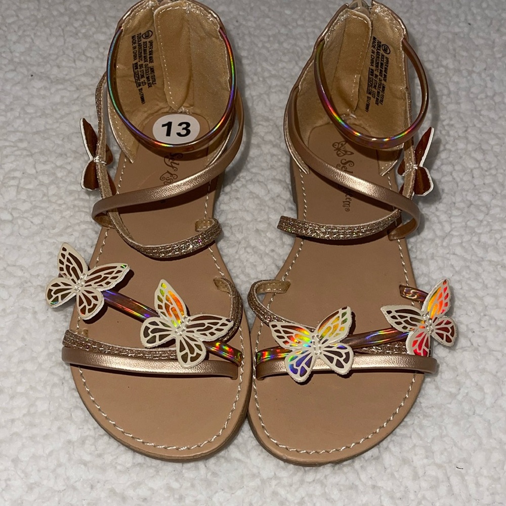 Tan Sandals with butterflies